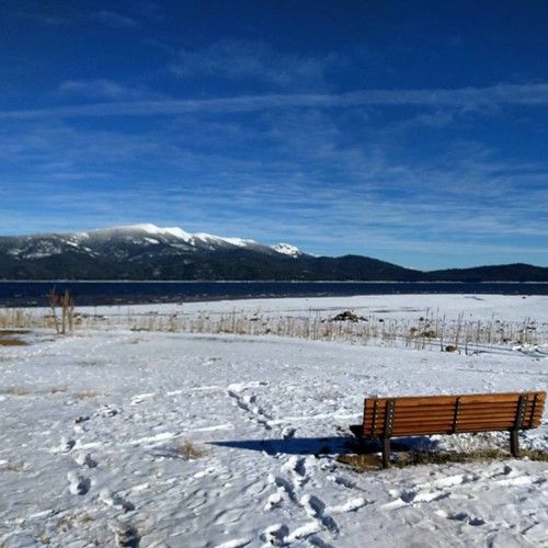 Clear day, low lake