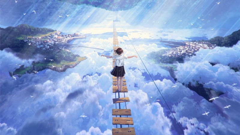 animegirlwalkingondreambridgeincloudsxm.jpg (4000x2250)